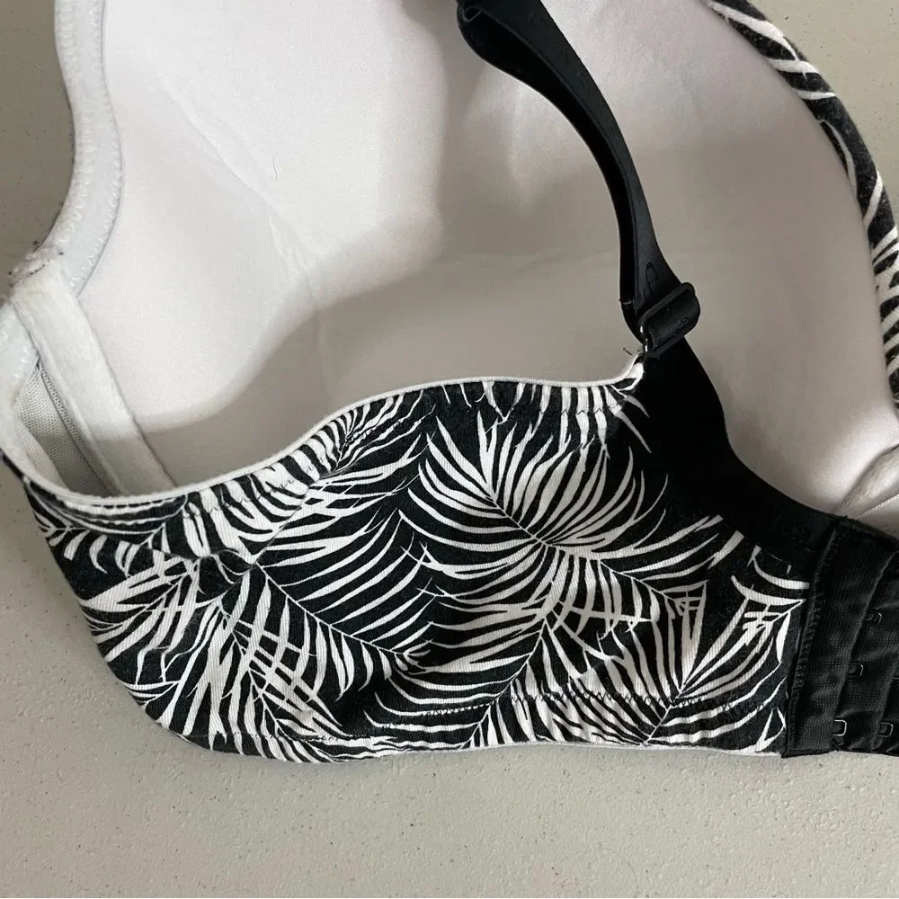 Cacique Boost Plunge Cotton Bra Zebra Palm Print Size 44DD